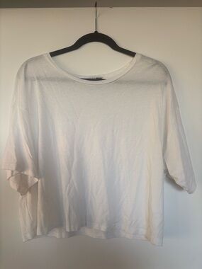 White Boxy Short Sleeve Crop Tee